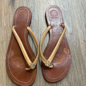 Tory Burch Brown and Tan Sandals